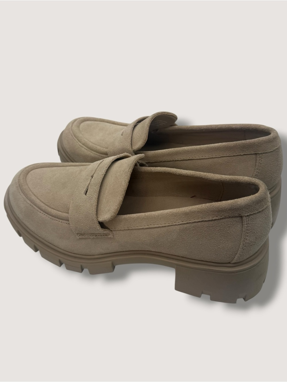 Steve Madden Tan Suede Lug-Sole Penny Loafers - Picture 6 of 8